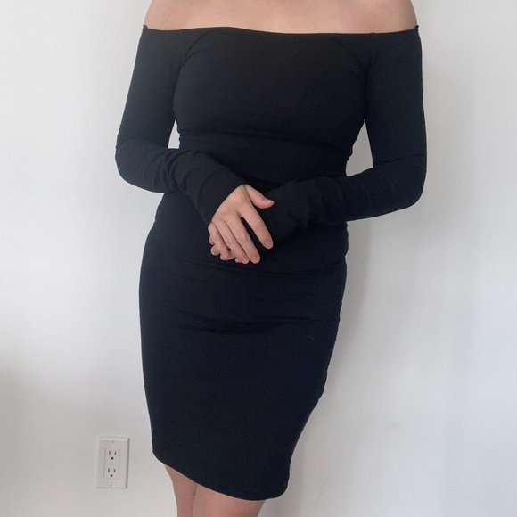 [NWT] Black Bodycon Choker Off-Shoulder Dress - Picture 2 of 5